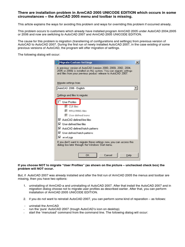Installation Problem in ArmCAD 2005 UNICODE EDITION PDF | PDF | Menu ...