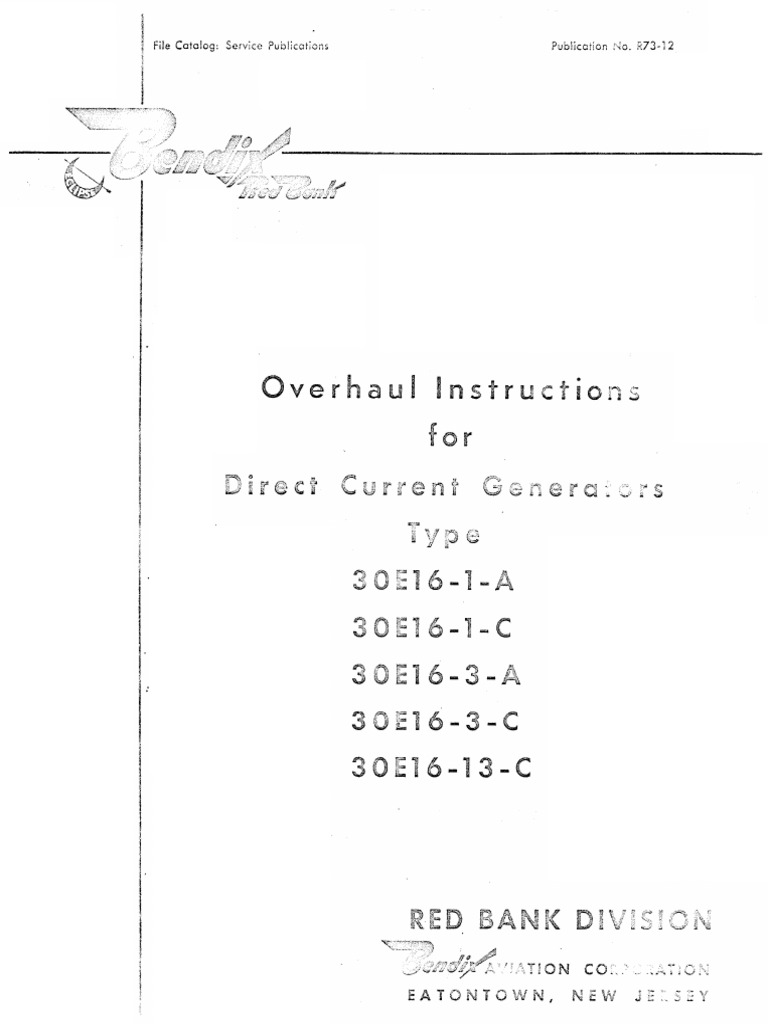 Bendix Direct Current Generator Overhaul | PDF | Electrical Connector ...