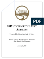Tate of The ITY Ddress: Presented by Mayor Stephanie A. Miner