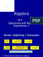 Algebra: 12.2 Operations With Radical Expressions