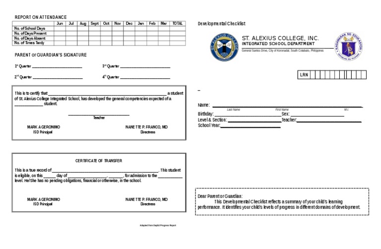 FINAL Developmental Checklist Kinder | PDF | Learning