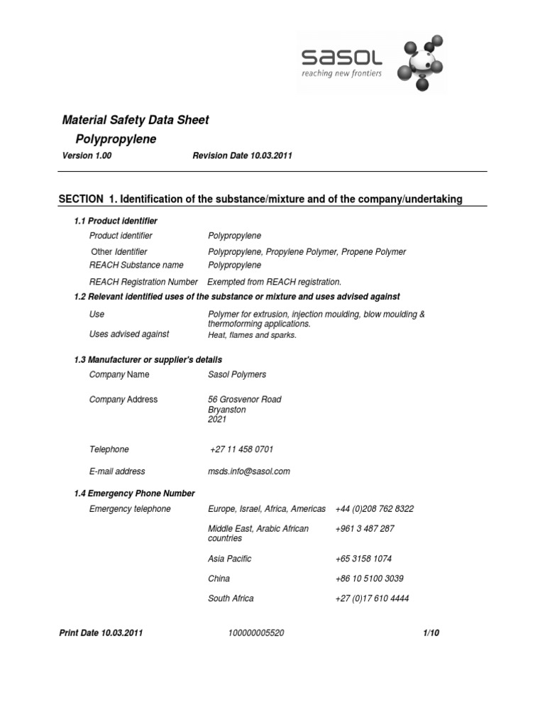 MSDS Packing Materials PDF | PDF | Toxicity | Chemical Substances
