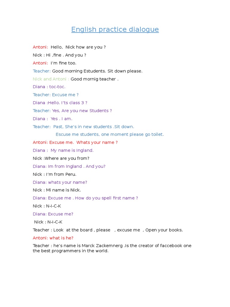 English Dialogue Practice for Students | PDF