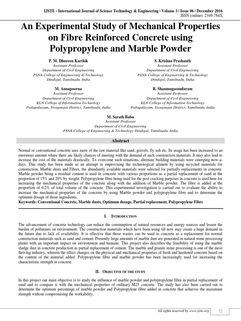 An Experimental Study of Mechanical Properties On Fibre Reinforced ...