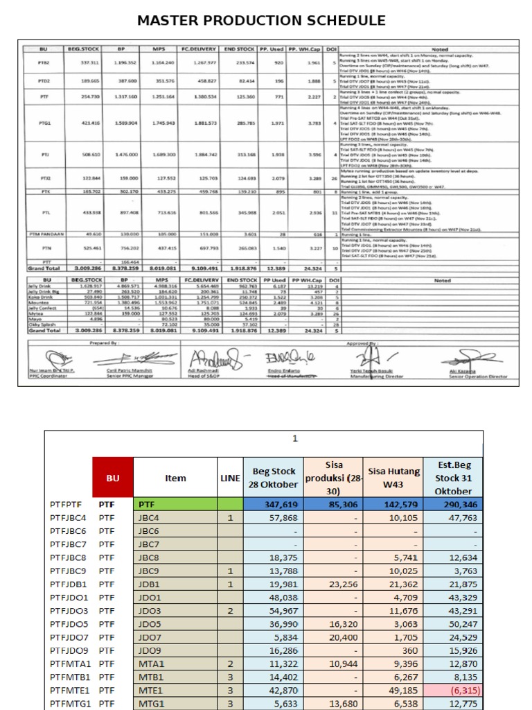 Master Production Schedule Overview | PDF