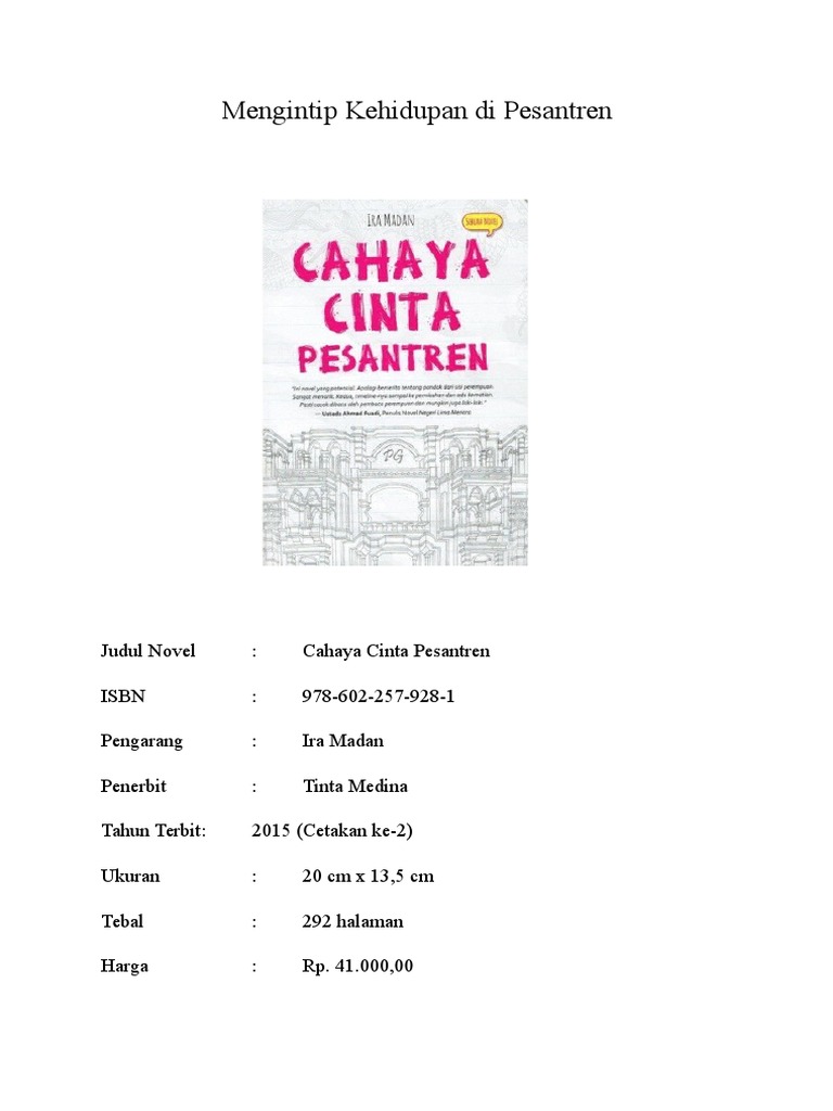 Resensi Novel Cahaya Cinta Pesantren