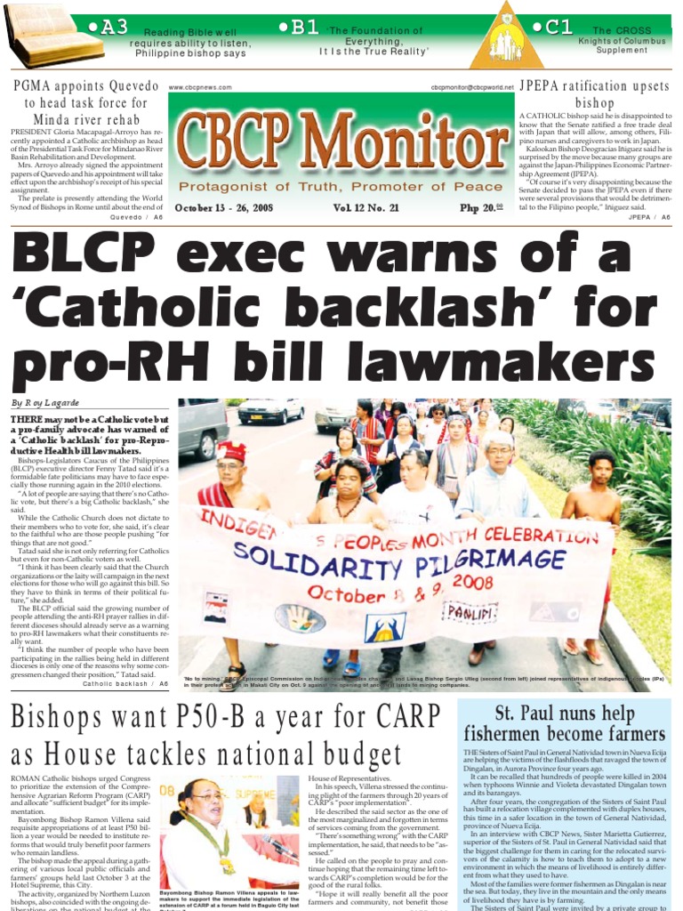 CBCP Monitor Vol12-N21 | PDF | Pope Benedict Xvi | Catholic Church