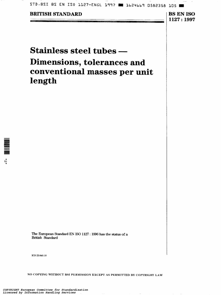 Stainless Steel Tubes Dimensions, Tolerances and Conventional Masses ...