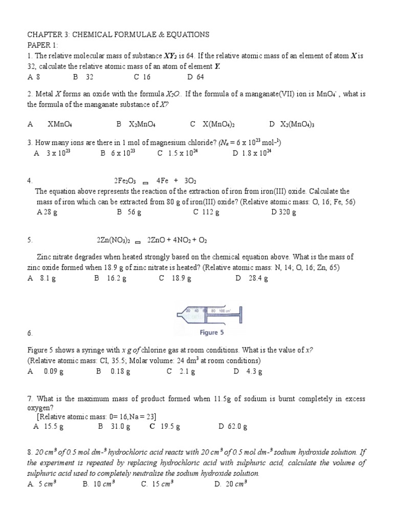 Chemical Formulas and Reactions Analysis | PDF | Oxide | Mole (Unit)