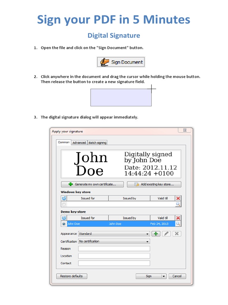Tutorial DigiSigner PDF Public Key Certificate Portable Document