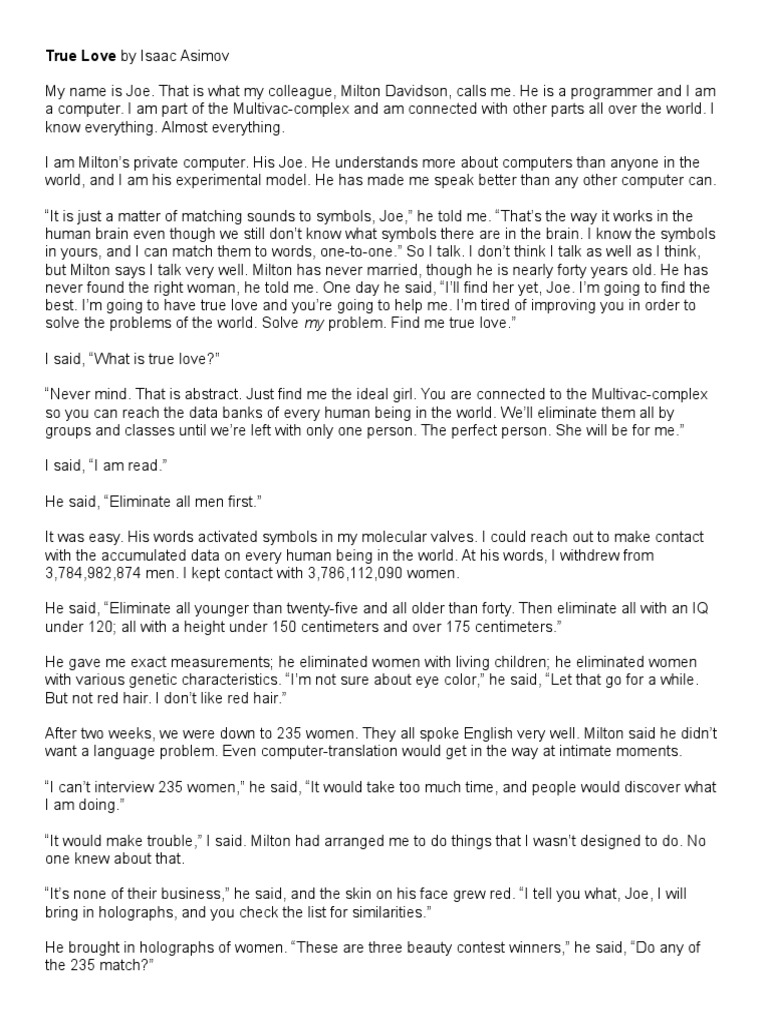 True Love by Isaac Asimov PDF