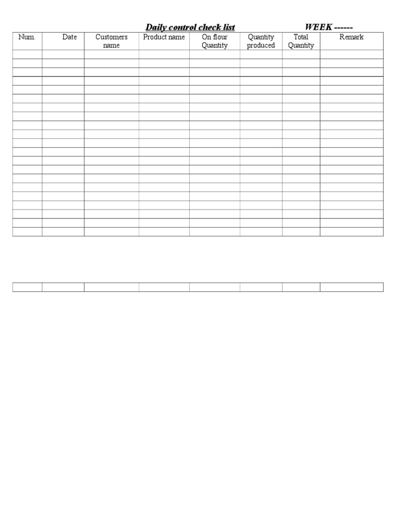 Daily Control Check List WEEK | PDF | Technology & Engineering