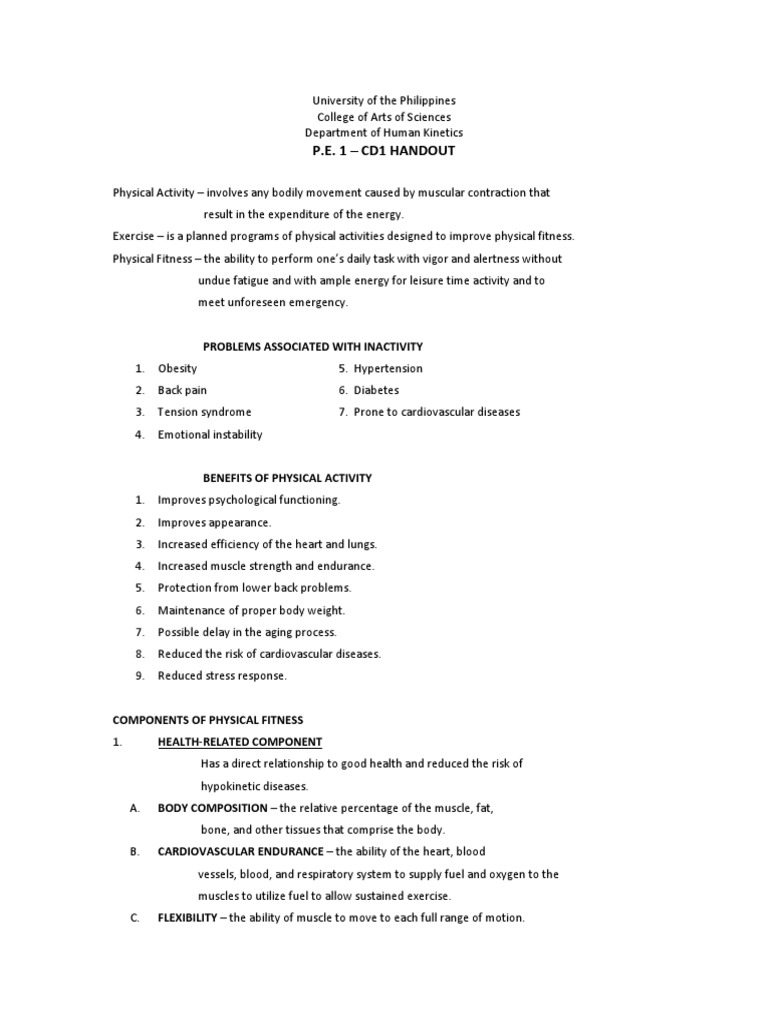 Foundations of Physical Fitness PE1 | PDF | Flexibility (Anatomy) | Heart