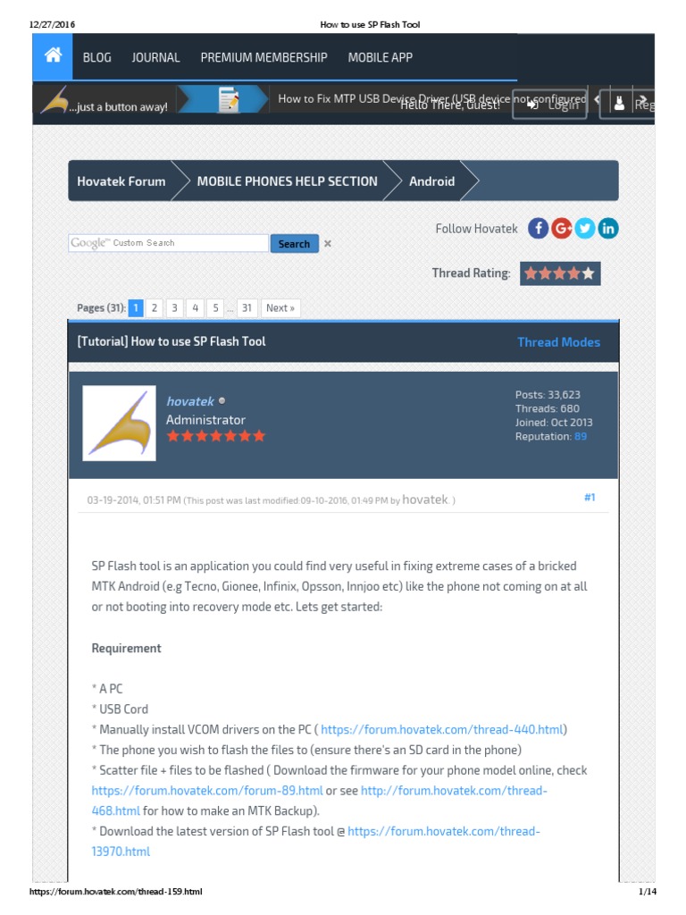 SP Flash Tool Usage Guide | PDF | Internet Forum | Adobe Flash