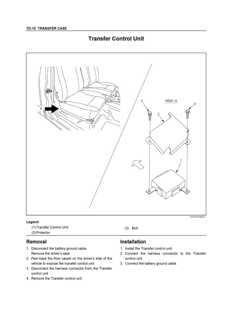 Removal and Installation Procedures for a 7D-10 Transfer Case Transfer ...