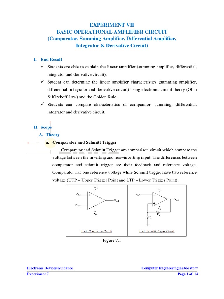 (Experiment 7) Operational Amplifier Basic OpAmp Circuit