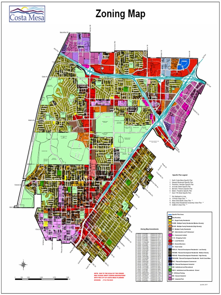 City of Costa Mesa Zoning Map 2017 PDF Leisure Sports