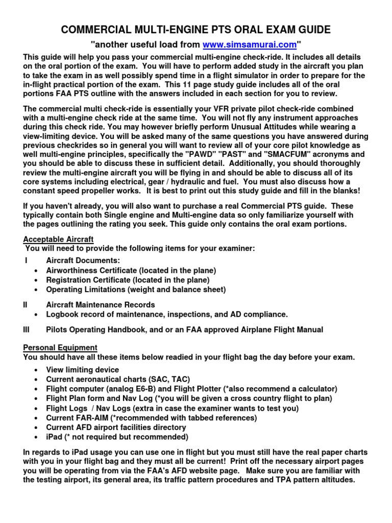Commercial Multi-Engine Oral Exam Guide | PDF | Visual Flight Rules ...