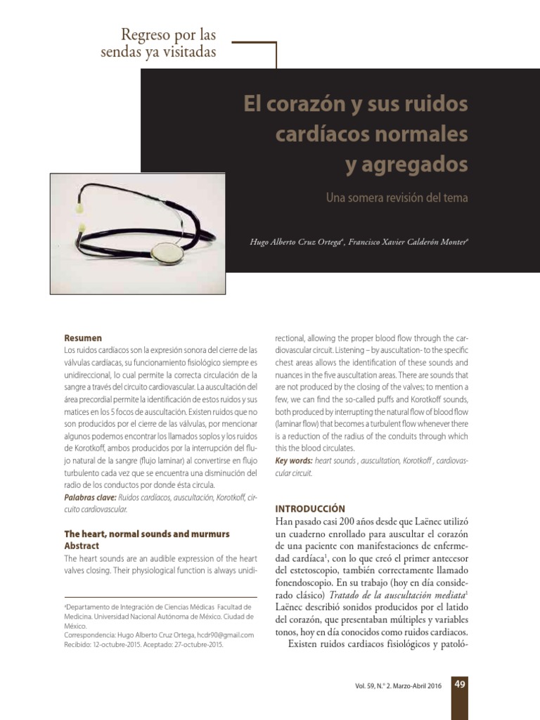 El Corazón Y Sus Ruidos Cardíacos Normales Y Agregados Pdf Corazón