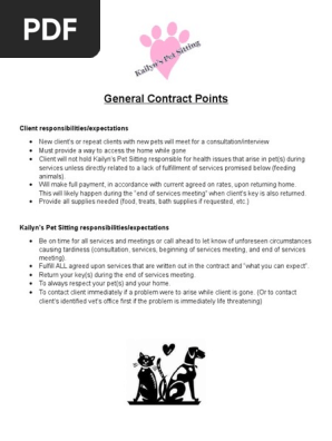 contract for pet sitting