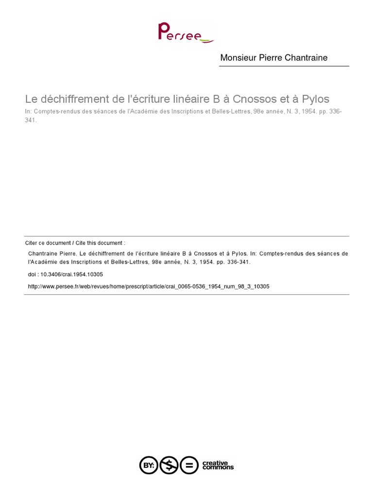 Le Déchiffrement du linéaire B: Aux origines de la langue grecque