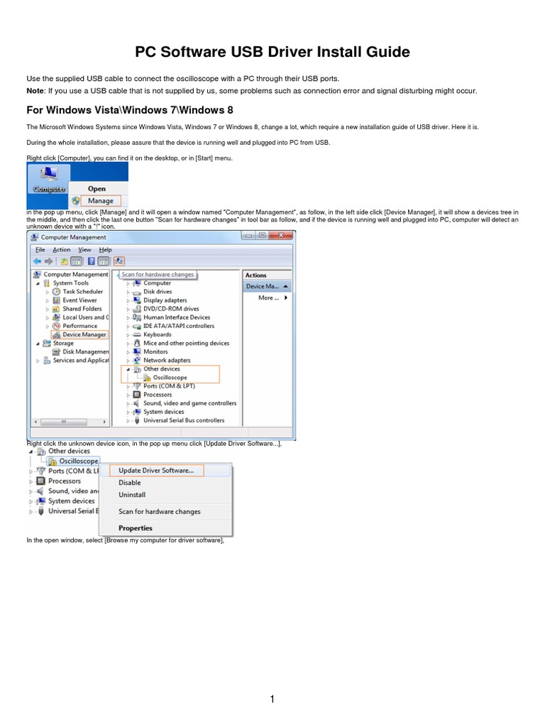 USB Driver Install Guide V1.0 PDF Device Driver Microsoft Windows