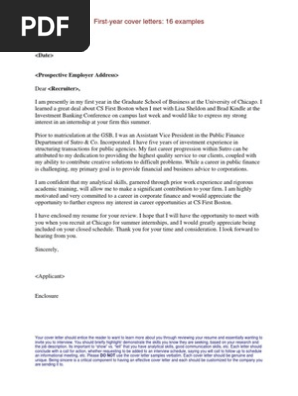 Internship Cover Letters Examples