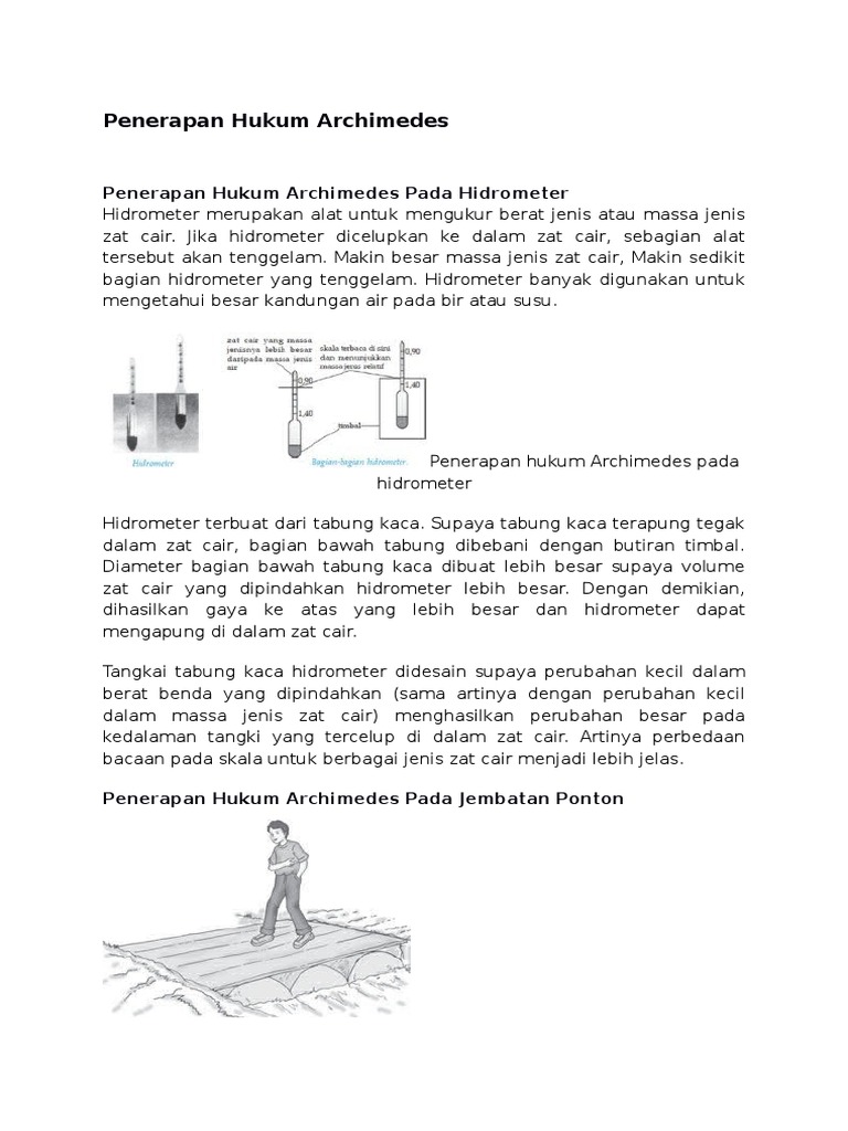 Alat Yang Prinsip Kerjanya Berdasarkan Hukum Archimedes Adalah