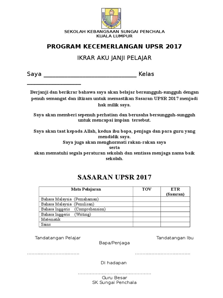 Contoh Surat Aku Janji Pelajar PARODIILELUIPASCUALE