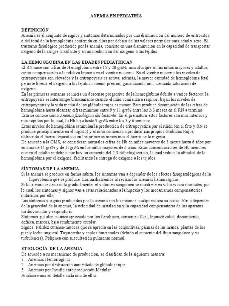 Anemia en Pediatría