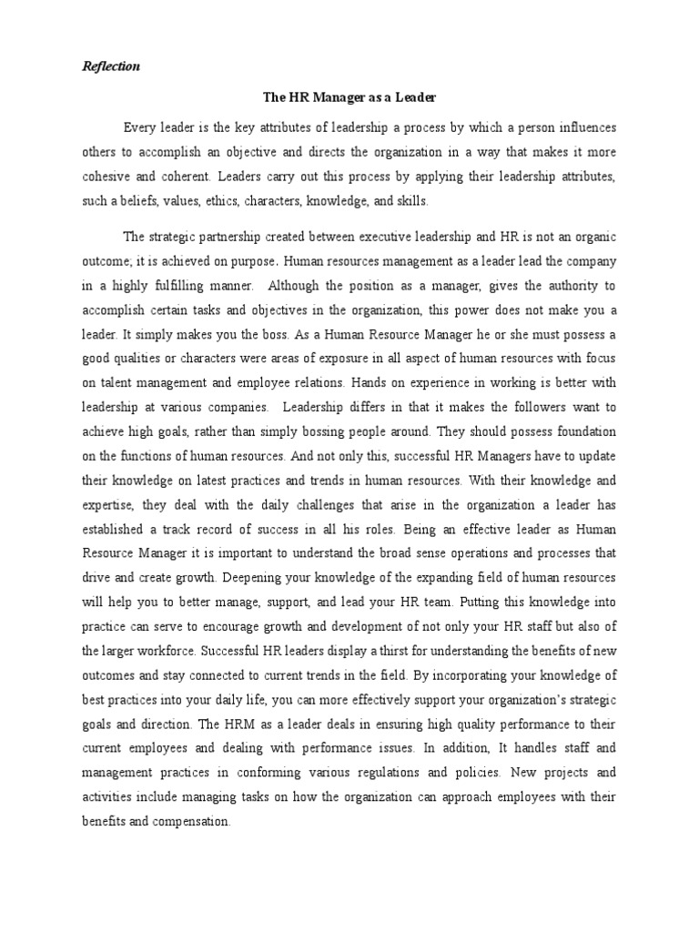Reflection Leader | PDF | Human Resource Management | Leadership