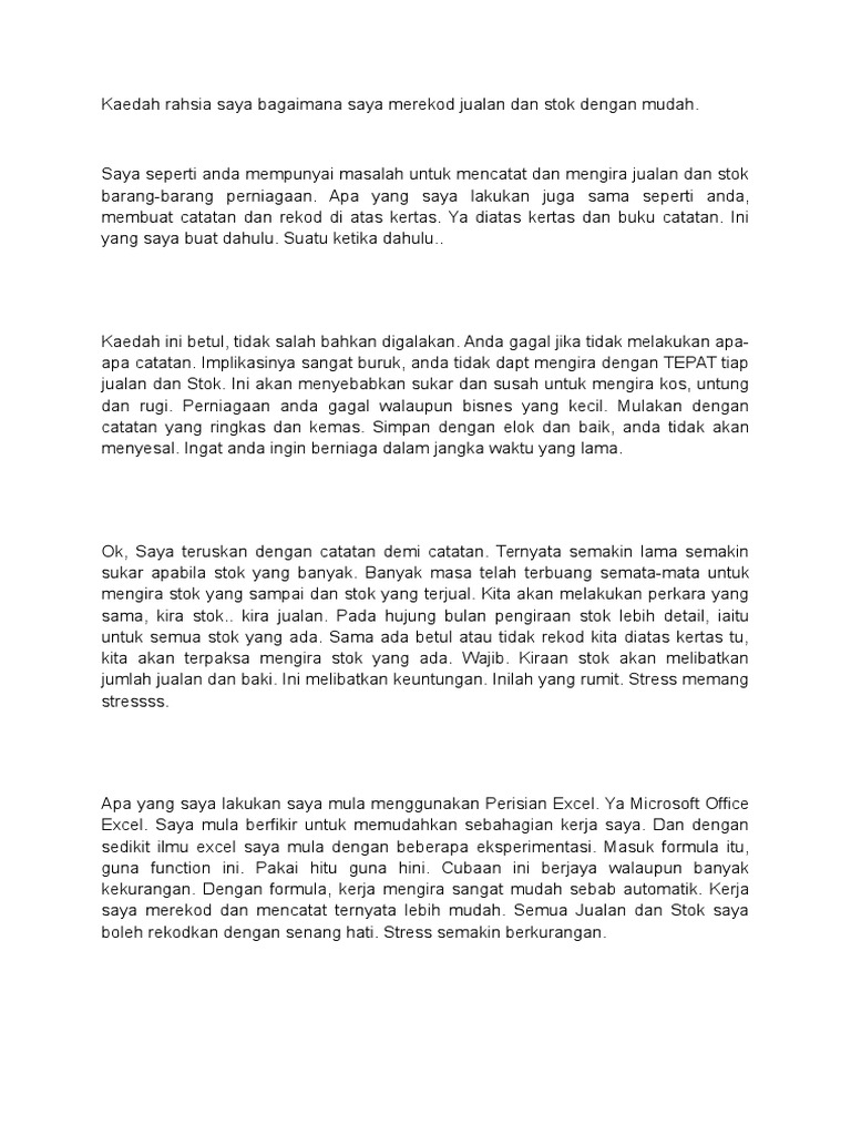 Kaedah Rahsia Saya Bagaimana Saya Merekod Jualan Dan Stok Dengan Mudah Pdf