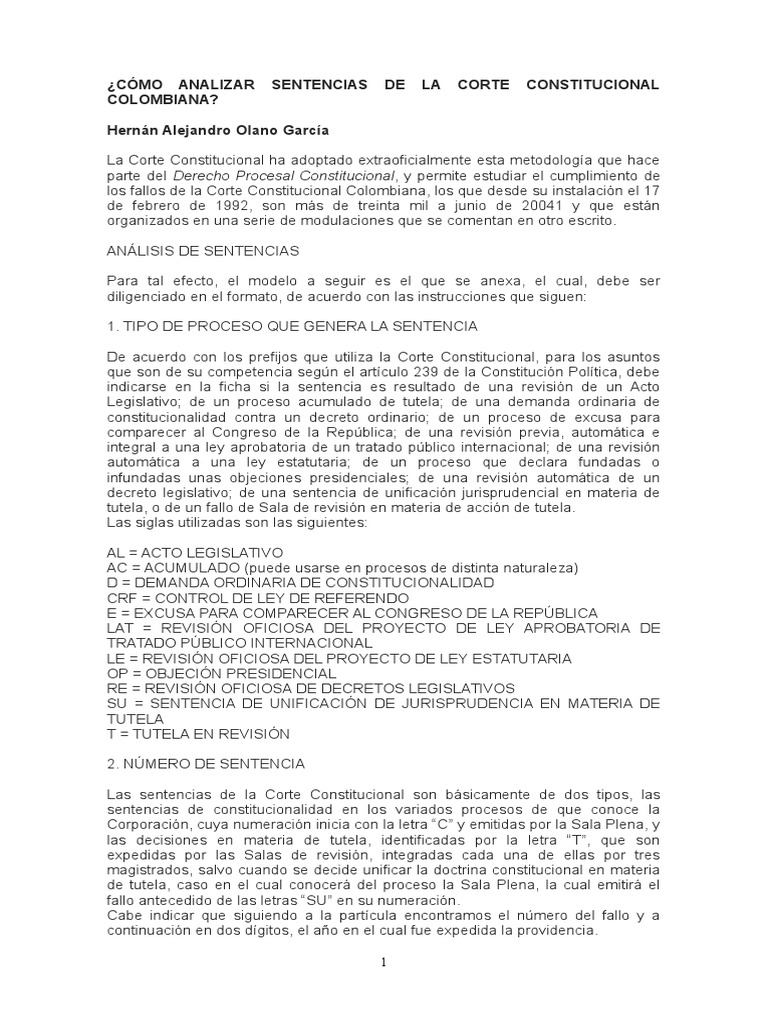 Cómo Analizar Sentencias de La Corte Constitucional Colombiana | PDF