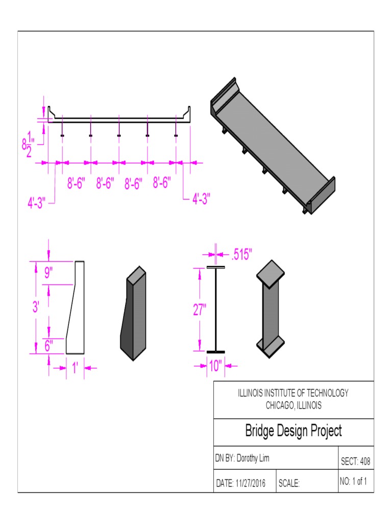Single Span Steel Girder Bridge Design | PDF