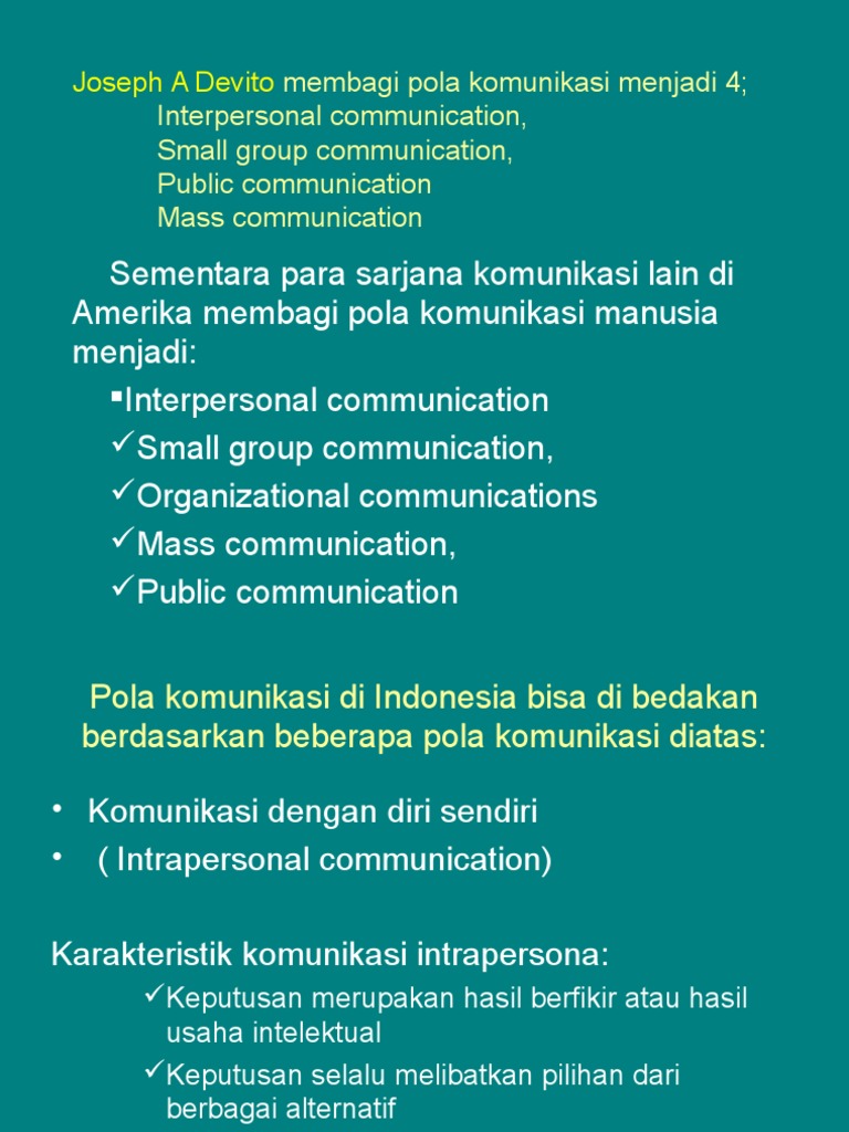 Pola Komunikasi Menurut Joseph A. Devito | PDF | Karier & Perkembangan ...