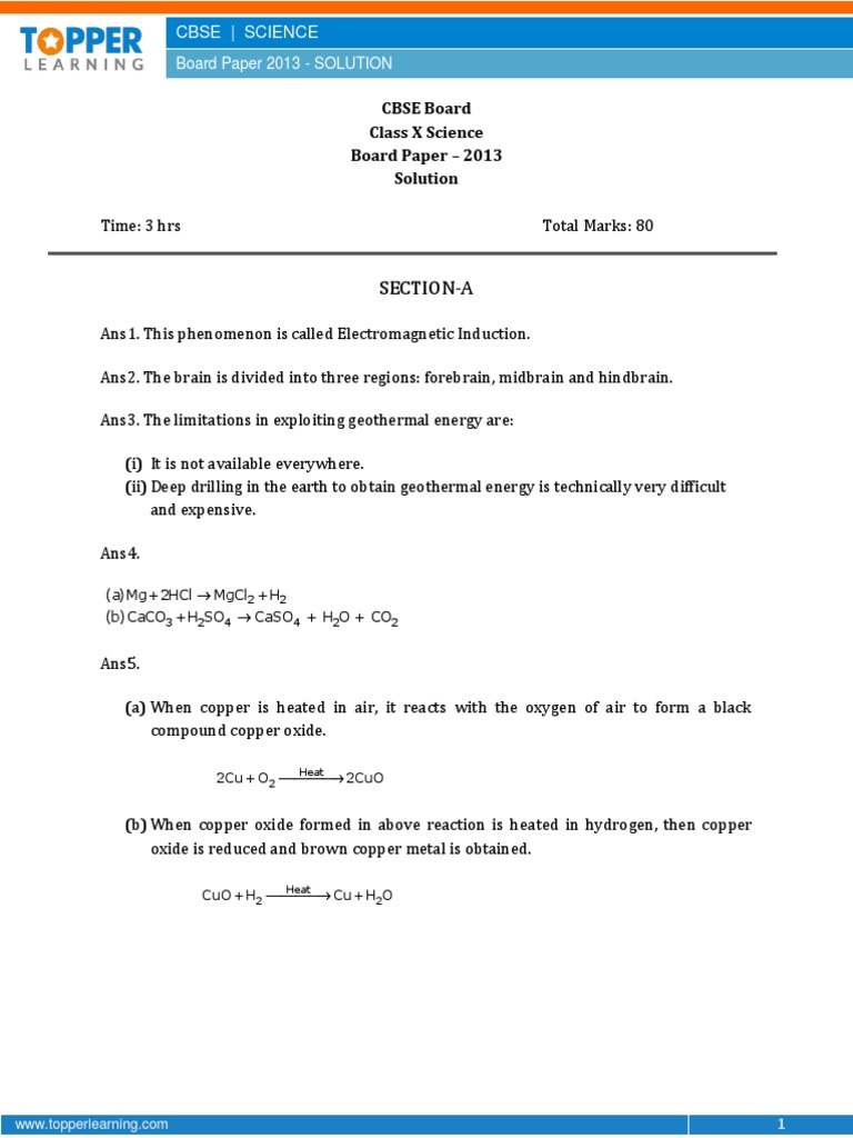 CBSE Class 10 2013 Board Paper (Set-1) (Solutions) - SA 1 ...
