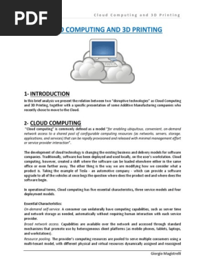 Cloud Computing and 3D Printing