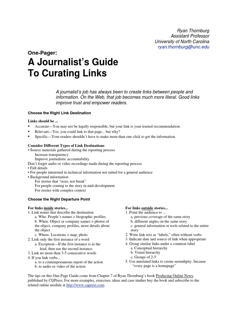 Journalist's Guide to Effective Linking | PDF