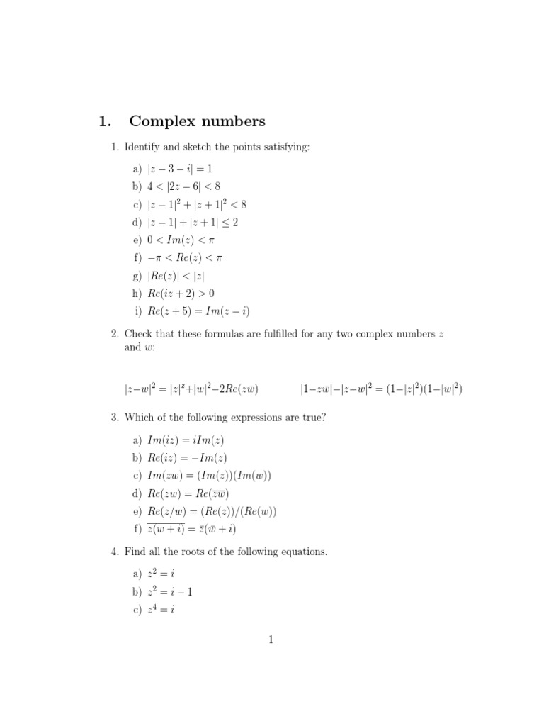 Complex Number Analysis and Functions | PDF