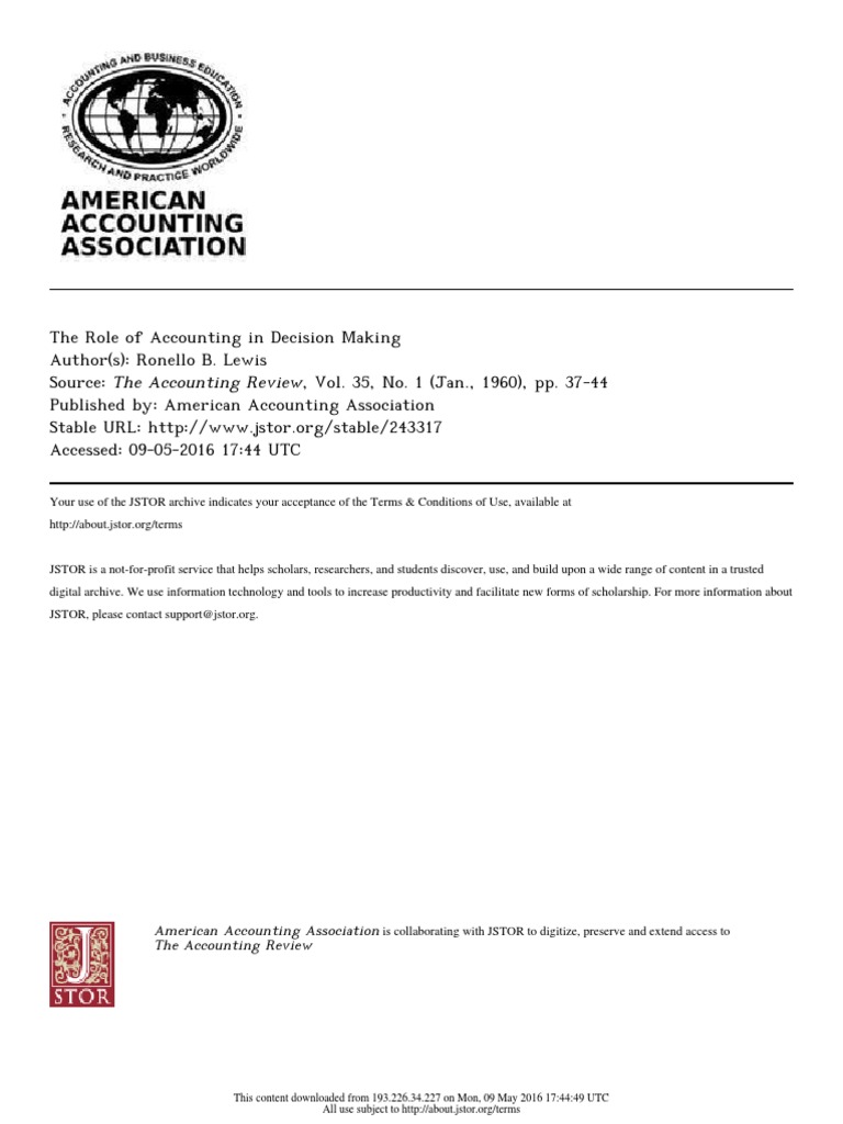 Role of Accounting in Decision Making | PDF | Business | Social Science