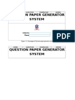 Question Paper Generator System Interface and Database Design