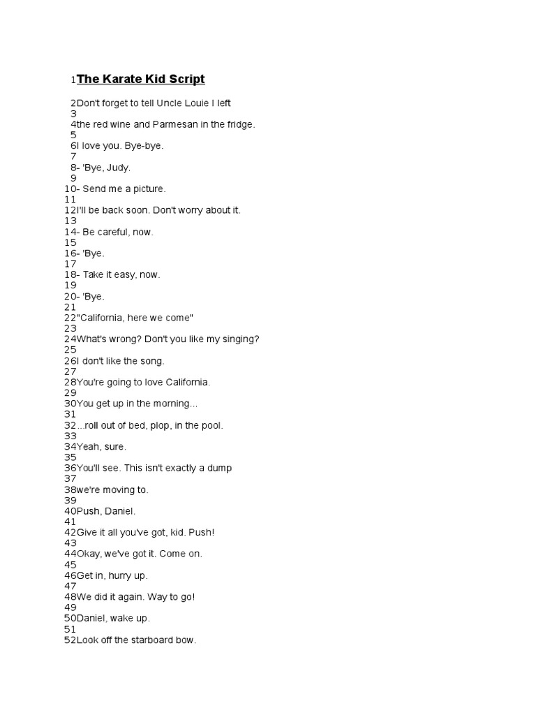 The Karate Kid Script