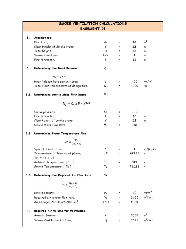 Smoke Ventilation Calculations M Tower PDF Ventilation