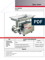 Spec Sheet: Meat Grinders Line: Model