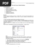 Microsoft Access: Medical Database: Learning Objectives