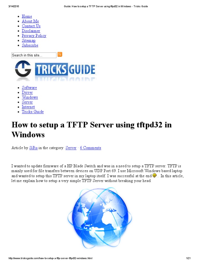 TFTP - How To Setup A TFTP Server Using Tftpd32 in Windows | PDF ...