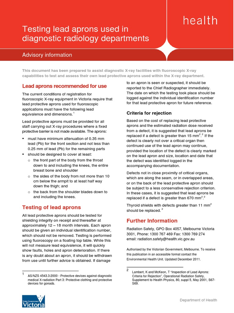 Testing of Lead Aprons PDF Medicine Wellness