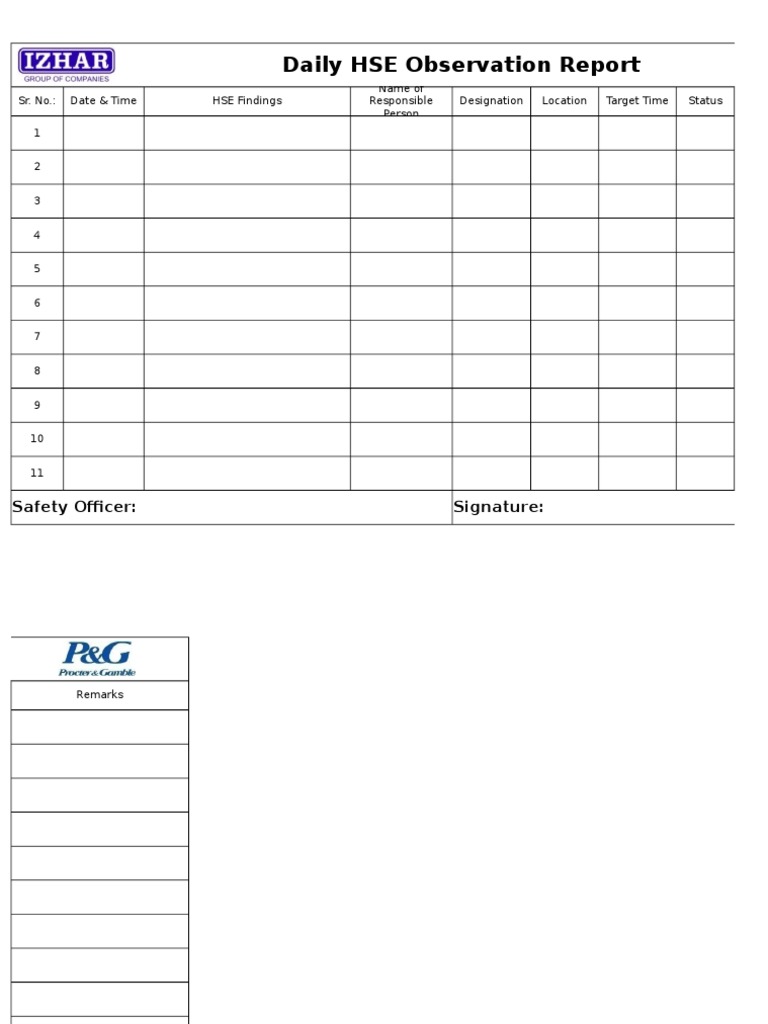 daily-hse-observation-report-safety-officer-signature