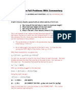 Sample Free-Fall Problems With Commentary: For These Examples, The Problems Are in Bold Font, and My