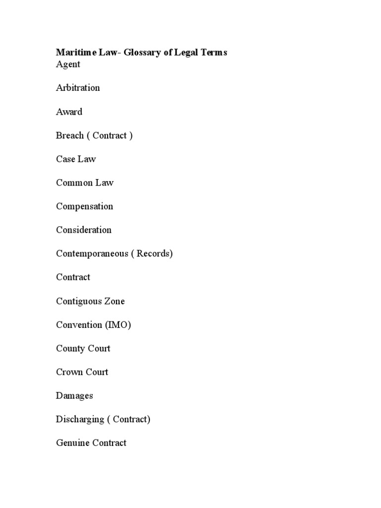 Maritime Law Glossary of Legal Terms PDF